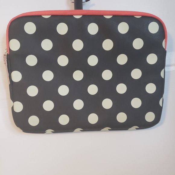 Polka Dot Laptop Sleeve tablet front pocket zippered black white pink+ - Picture 8 of 13